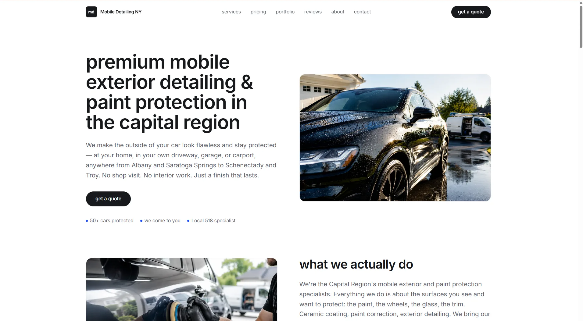 mobile detailing ny — desktop, home hero