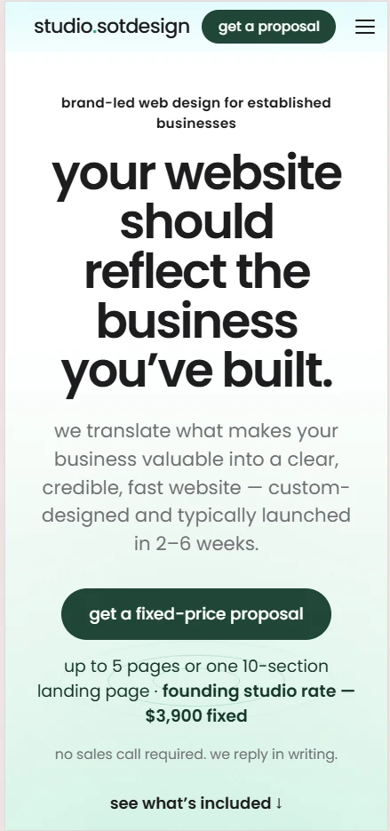 studio.sotdesign.com — mobile, hero