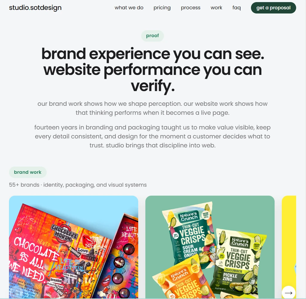 studio.sotdesign.com on tablet — the perception-gap section